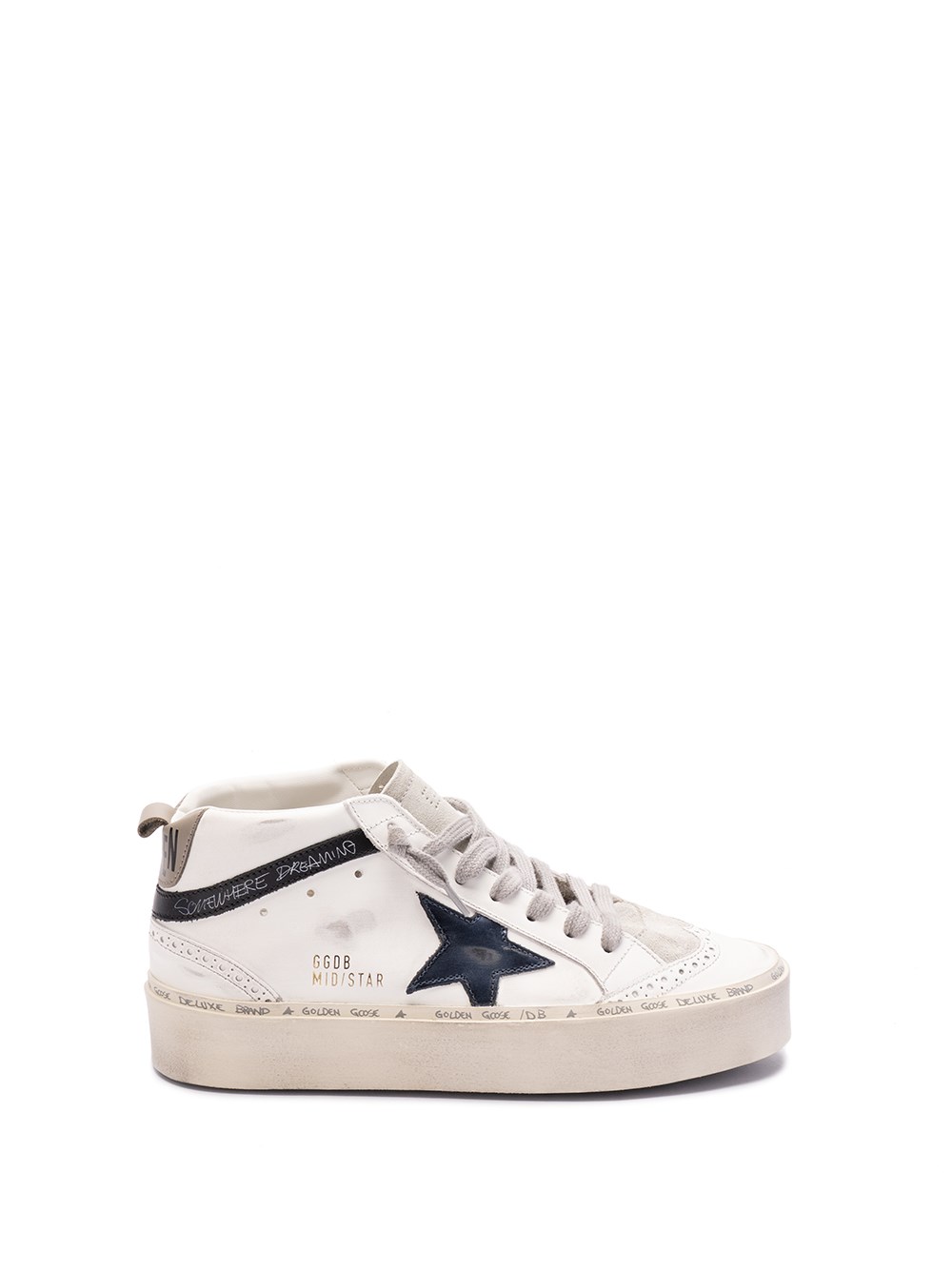 Shop Golden Goose `hi Mid Star` Sneakers In White