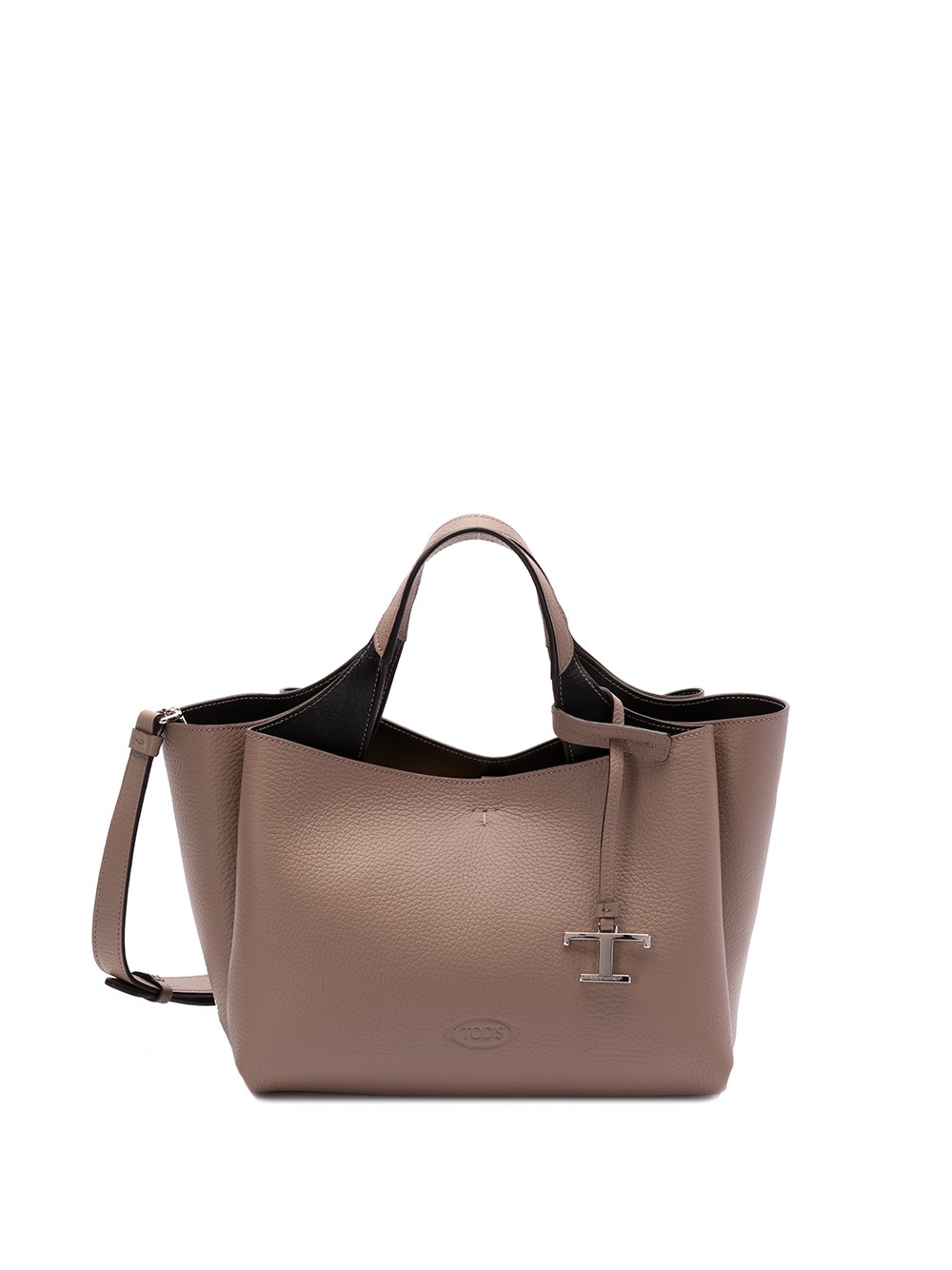 Shop Tod's Mini Double Handle Bag With `t` Pendant In Brown