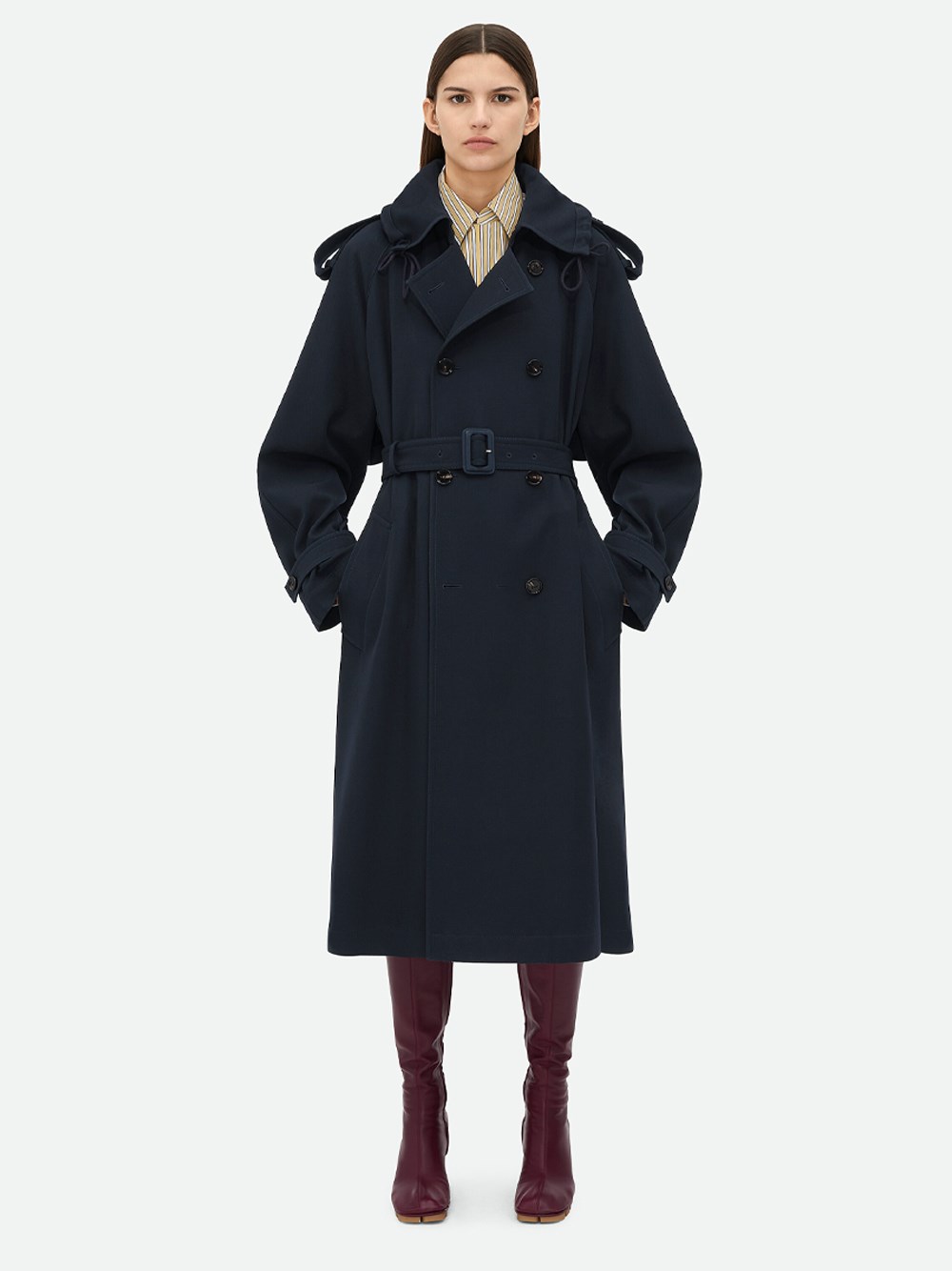 Shop Bottega Veneta Trench Coat In Blue