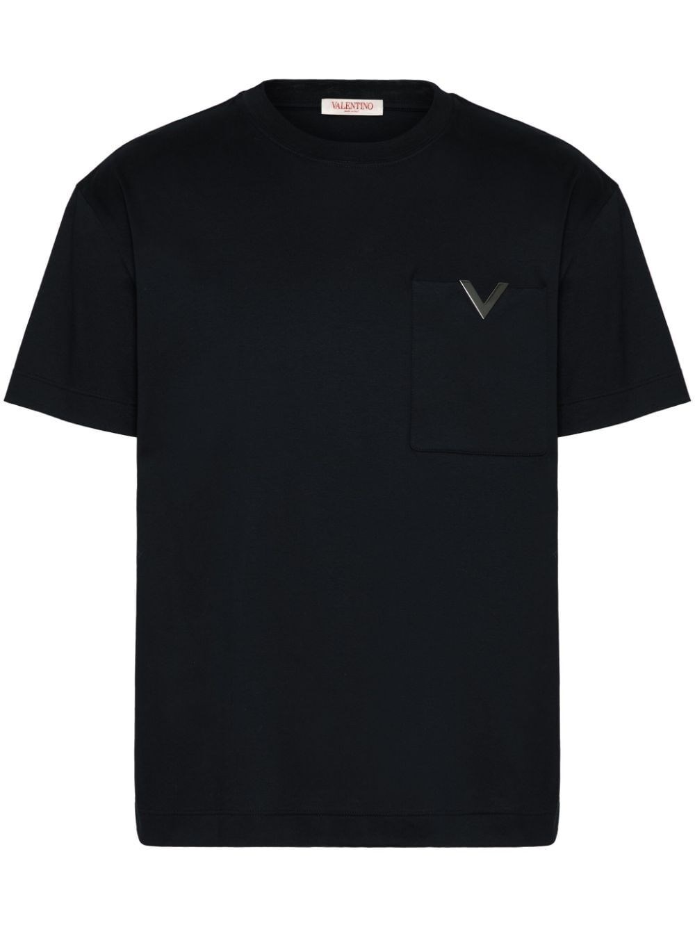 Shop Valentino `v Detail` T-shirt In Black  