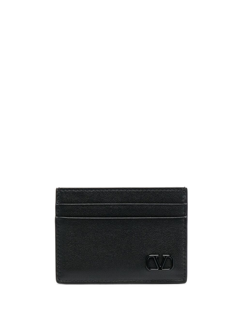 Shop Valentino `mini Vlogo Signature` Card Holder In Black  