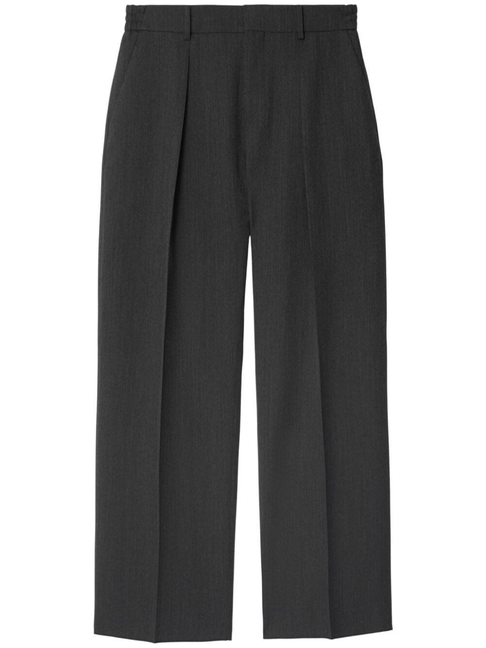 Shop Burberry Wool Tailored Pants In Gray