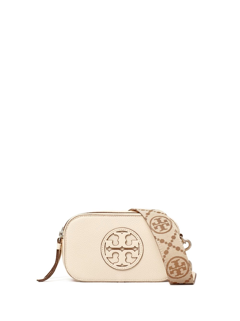 Shop Tory Burch `miller` Mini Crossbody Bag In Beige