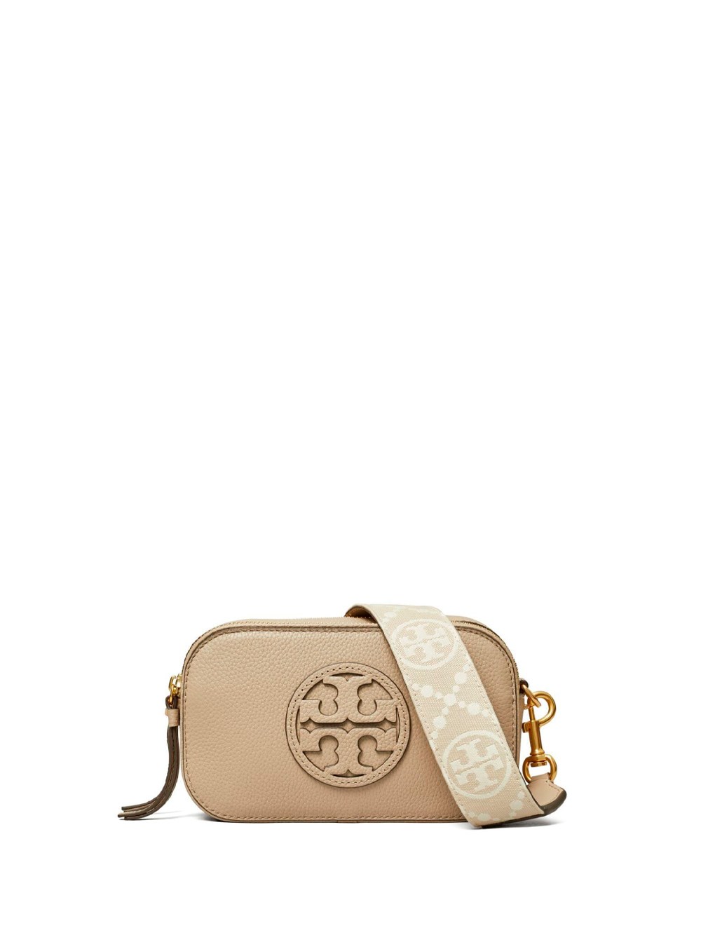 Shop Tory Burch `miller` Mini Crossbody Bag In Beige