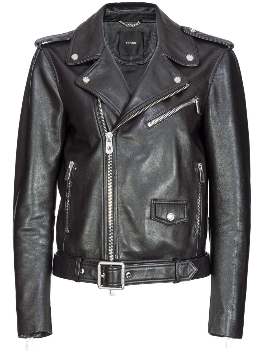 Shop Pinko `costa Rica` Biker Jacket In Black  