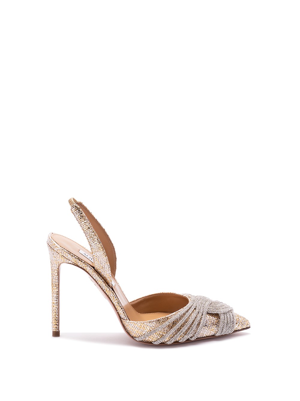 Shop Aquazzura `gatsby Sling 105` In Metallic