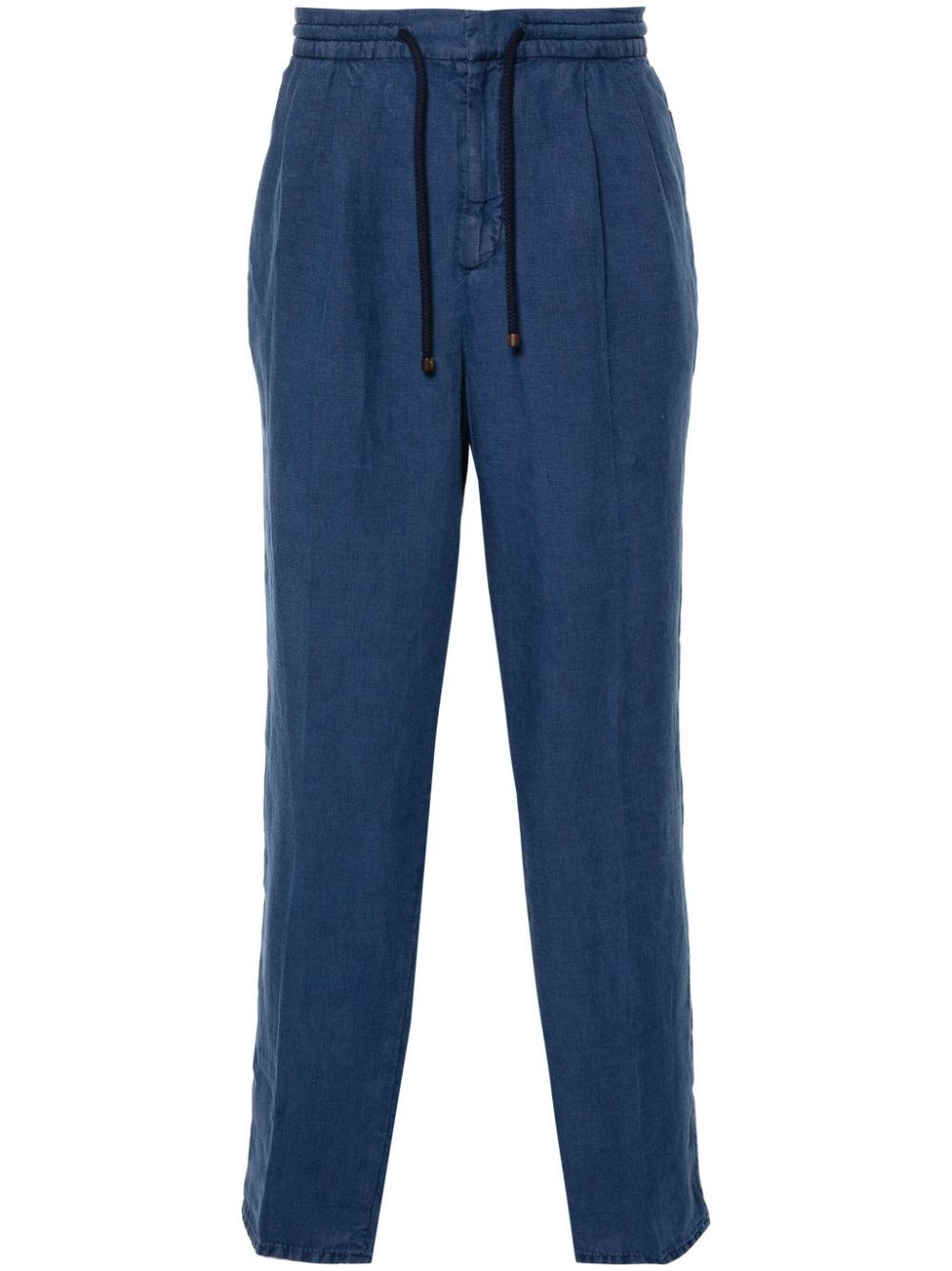 Shop Brunello Cucinelli Garment-dyed Leisure Fit Pants With Drawstring And In Blue