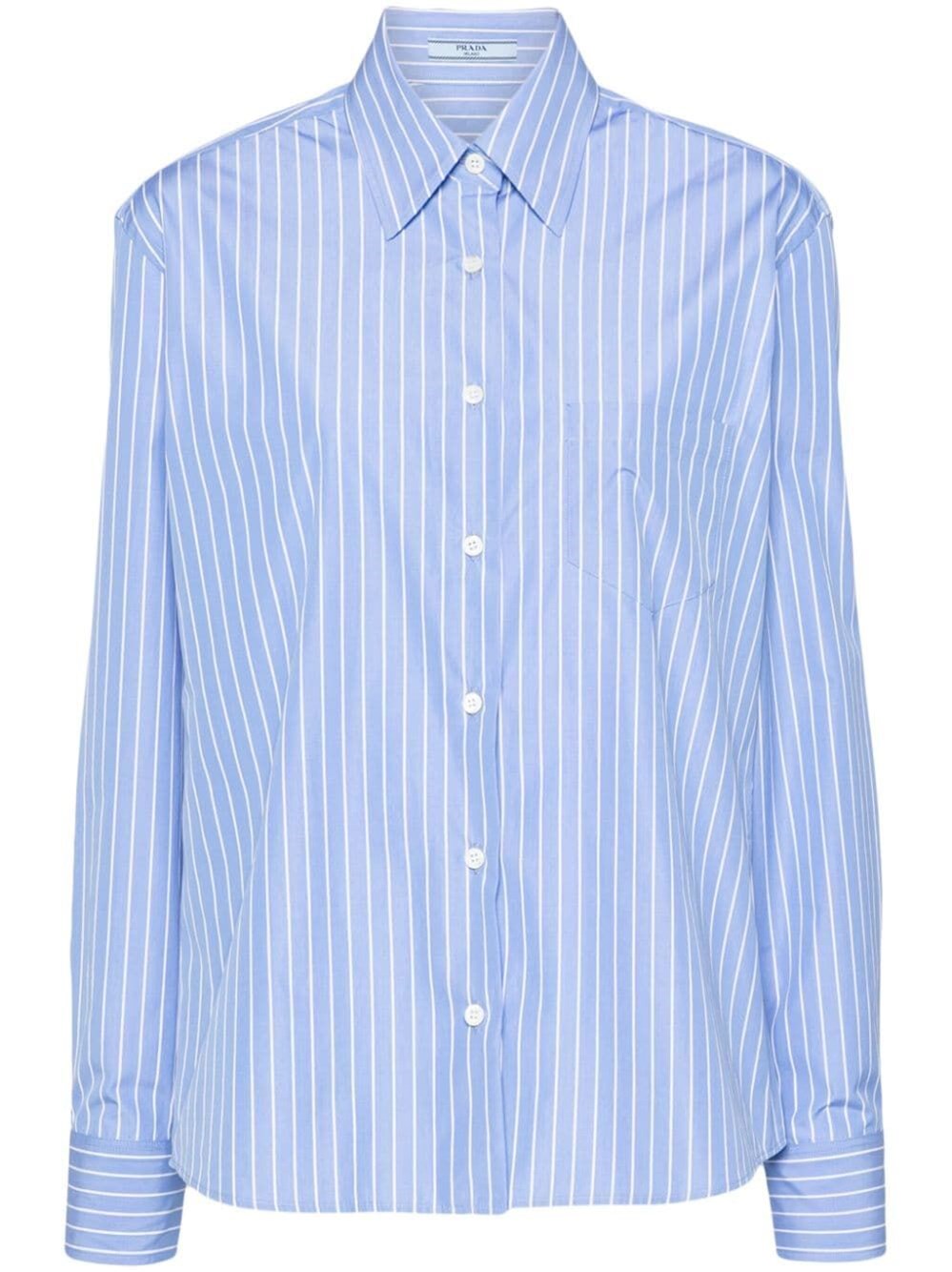 Shop Prada Striped Shirt In Blue