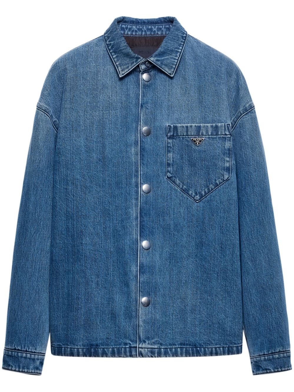 Shop Prada Denim Shirt In Blue