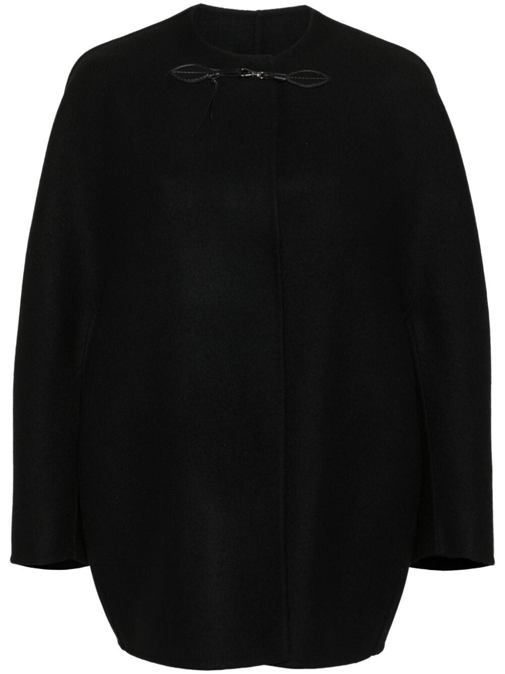 Ermanno Scervino Press-stud Virgin Wool Cape In Black