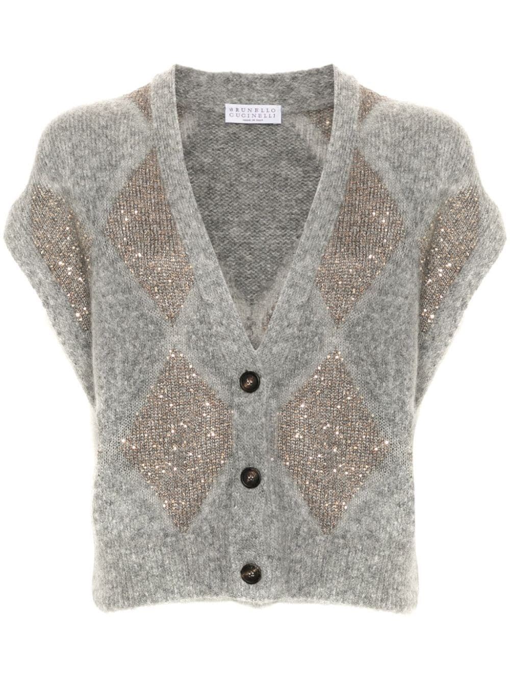 Shop Brunello Cucinelli Short Sleeve Cardigan In Gray