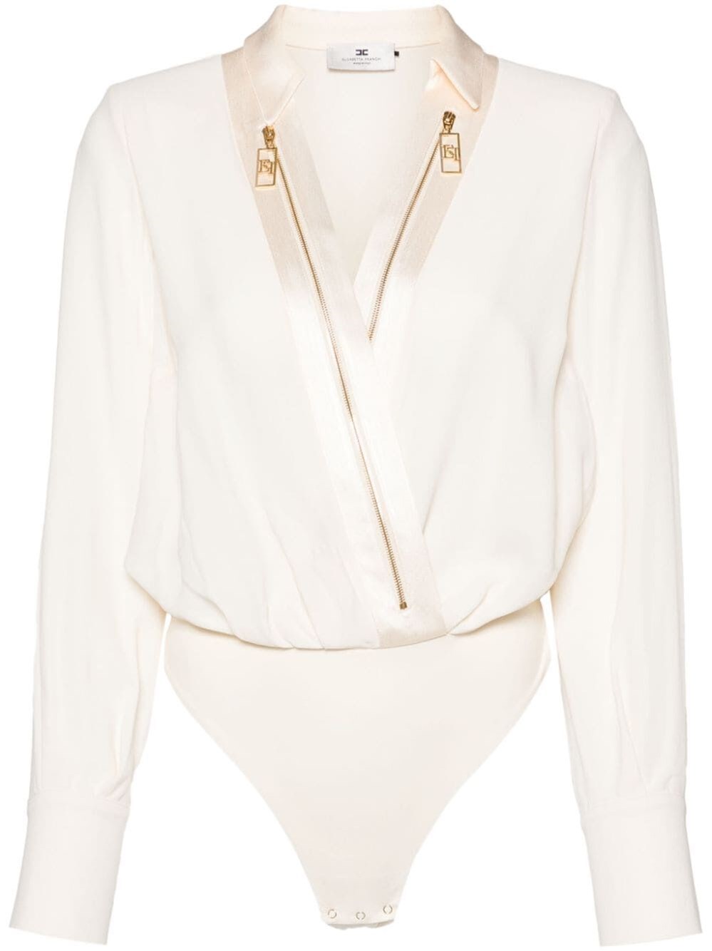 Shop Elisabetta Franchi Shirt Body In Beige