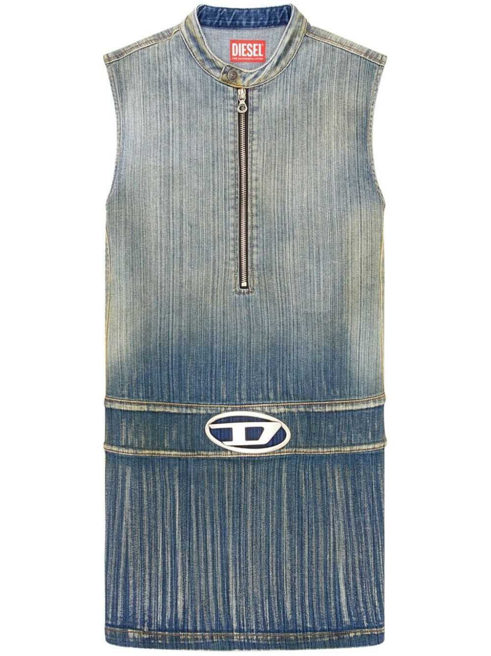 Diesel De-dame-s Logo-plaque Minidress In Blue