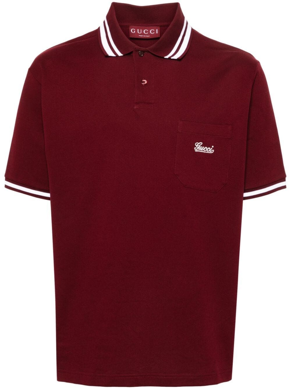 Shop Gucci Short Sleeve Polo Shirt In Red