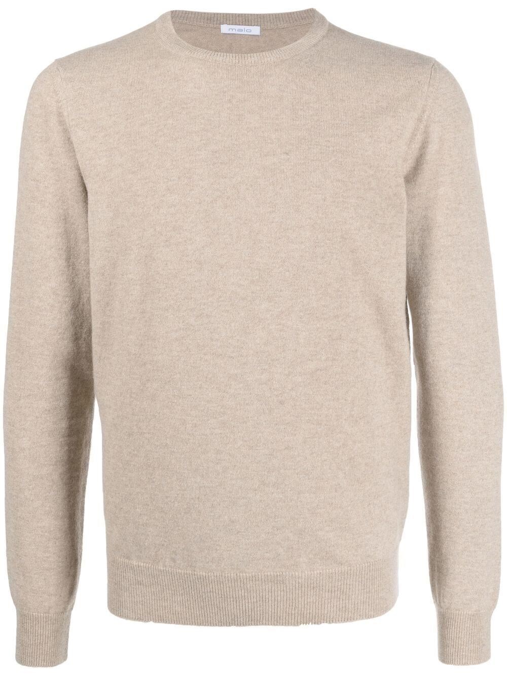 Shop Malo Crew-neck Sweater In Brown