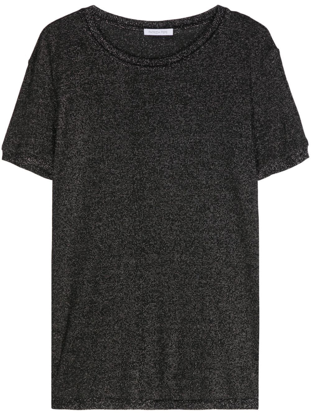 Shop Patrizia Pepe Short Sleeve Sweater In Black  