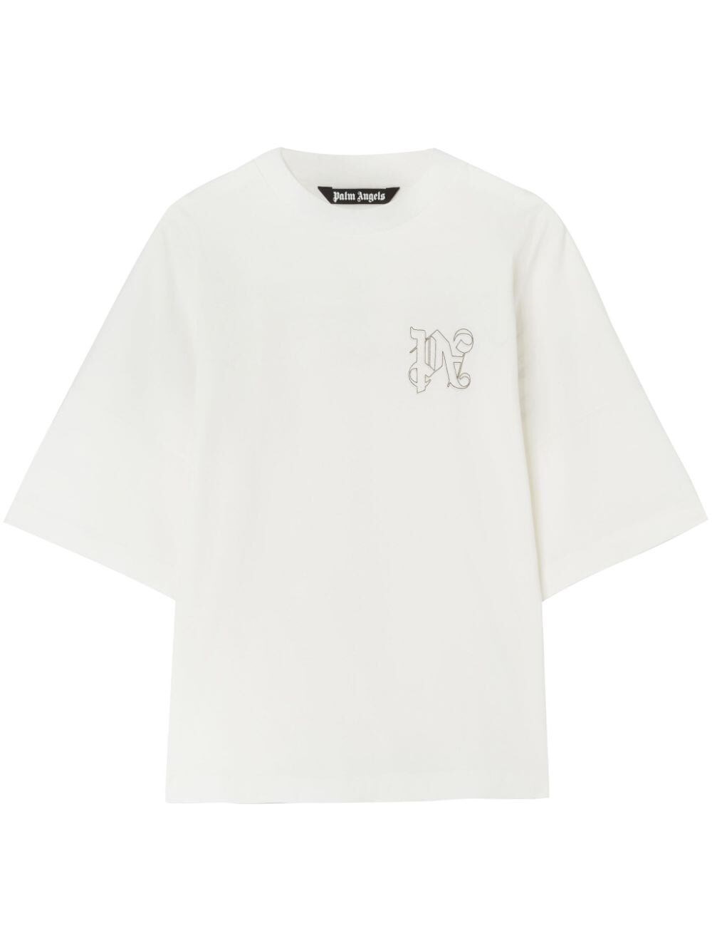 Shop Palm Angels `pa Monogram` Oversized T-shirt In Beige