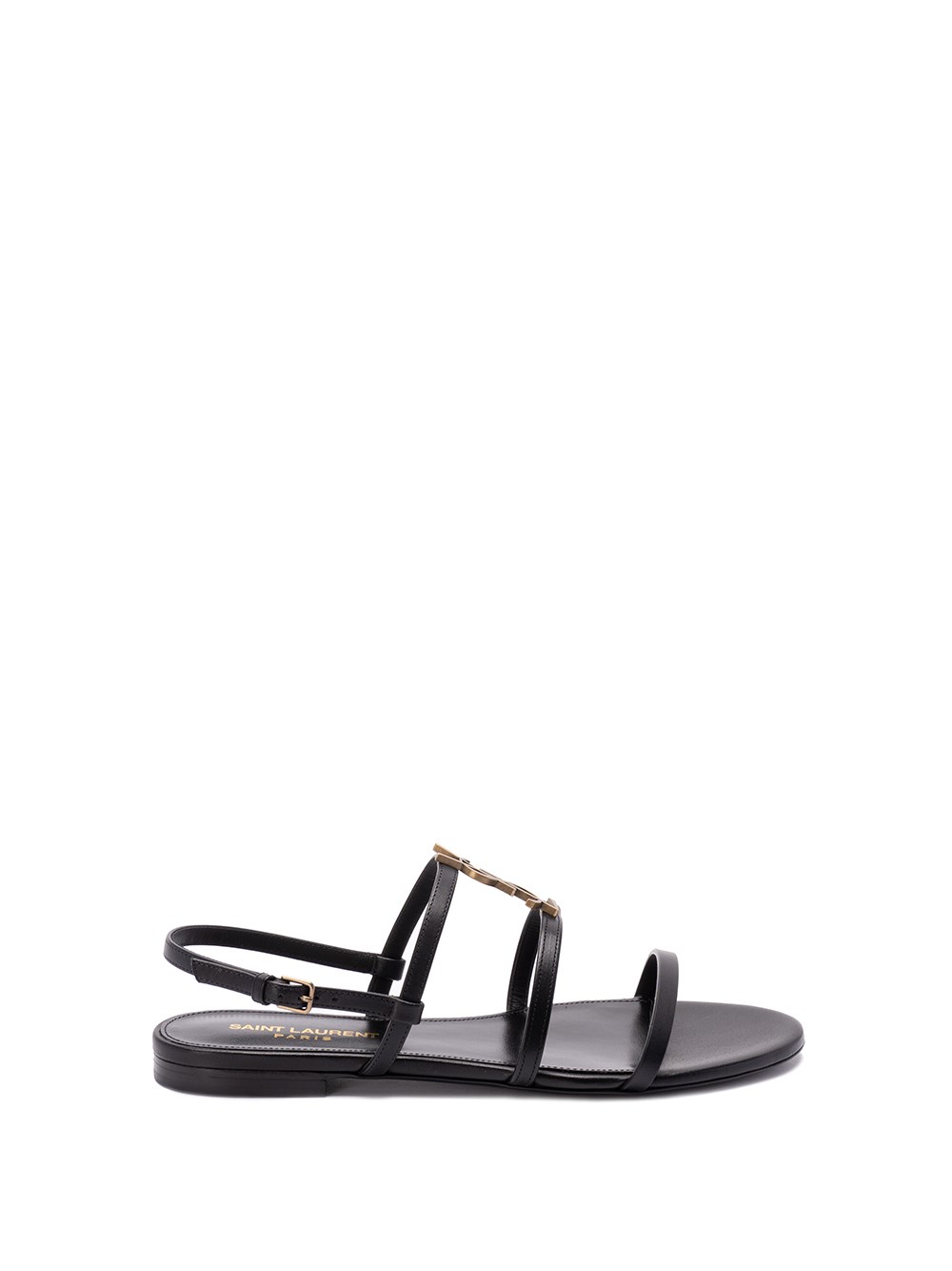 Shop Saint Laurent `new Cassandra` Flat Sandals In Black