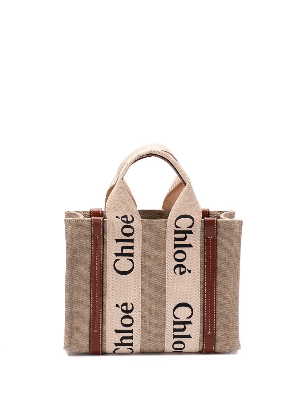 Shop Chloé Small `woody` Tote Bag In White