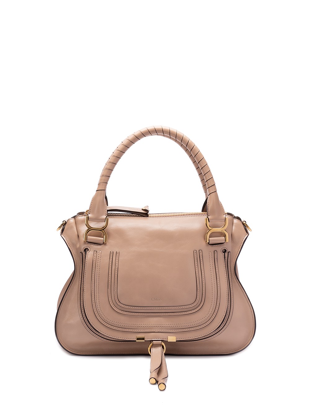 Shop Chloé `marcie` Medium Handbag In Beige