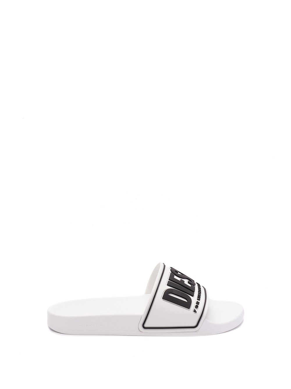 Shop Diesel `sa-mayemi Cc W` Slides With Embossed Logo In White