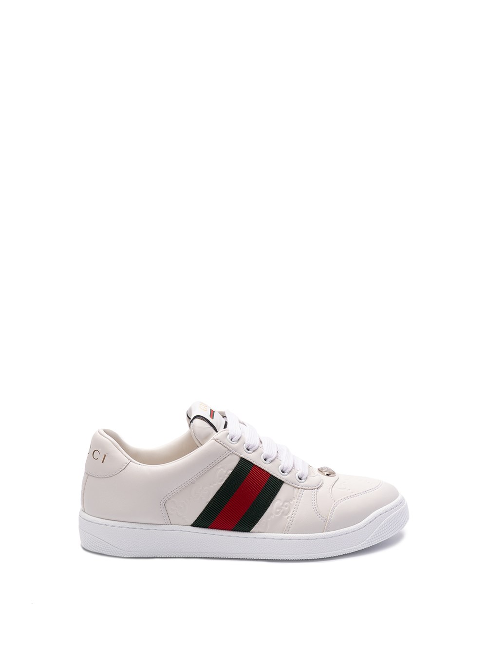 Shop Gucci `screener` Sneakers With `web` In White