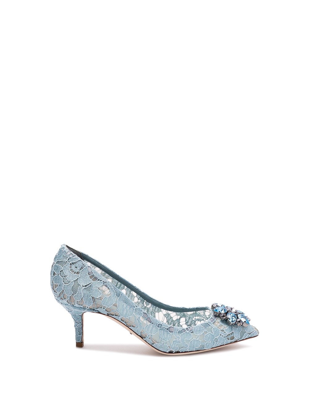 Shop Dolce & Gabbana Pumps In `taormina` Lace With Crystals In Blue