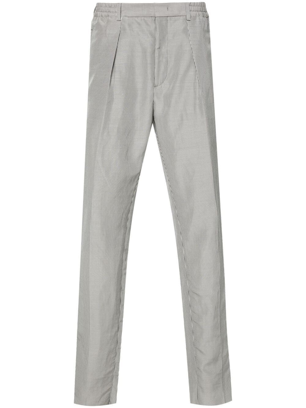 Shop Fendi Striped Tailored Pants In Blue