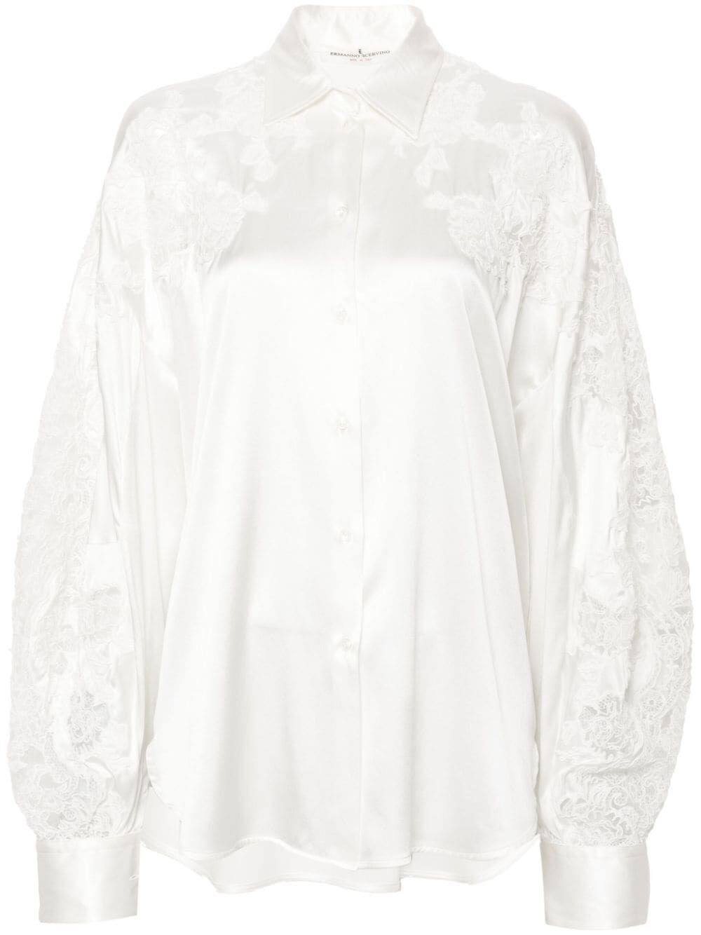 Shop Ermanno Scervino Shirt With Embroidery In Beige