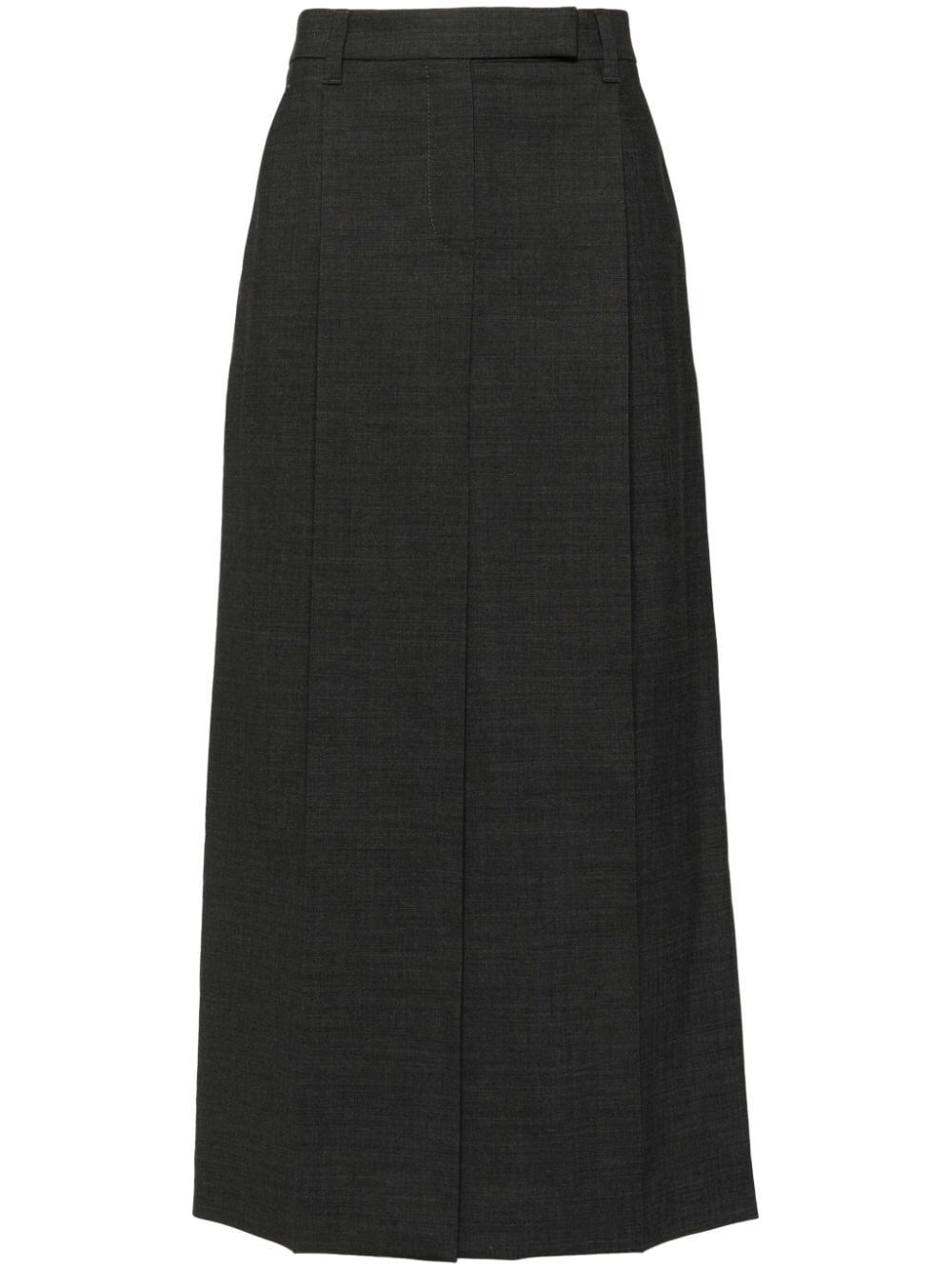 Brunello Cucinelli Women Sartorial Long Skirt In Virgin Wool Canvas In Gray