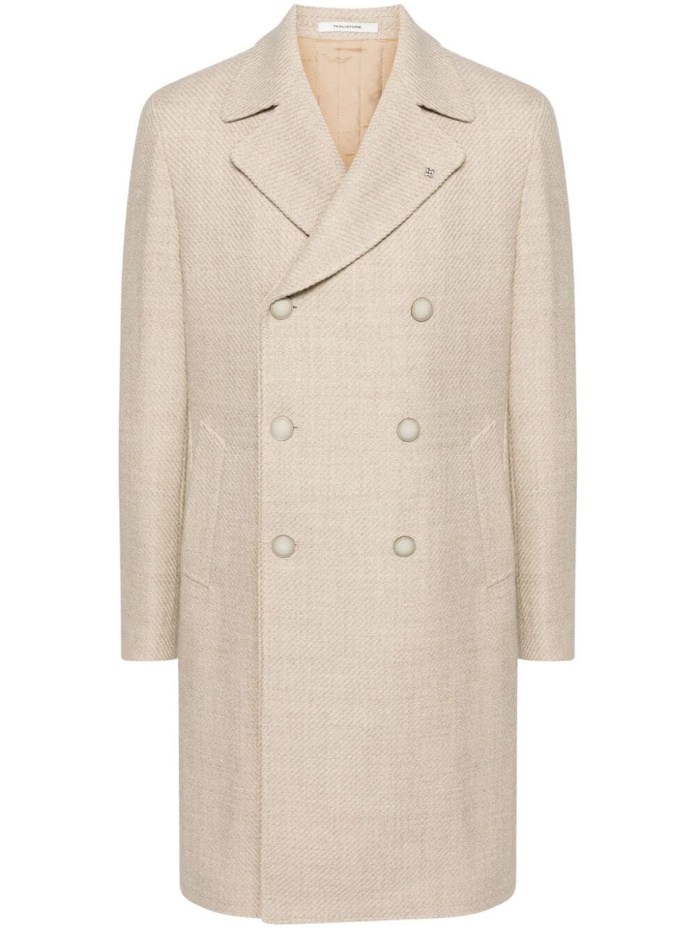 Shop Tagliatore `bruce` Long Coat In Beige