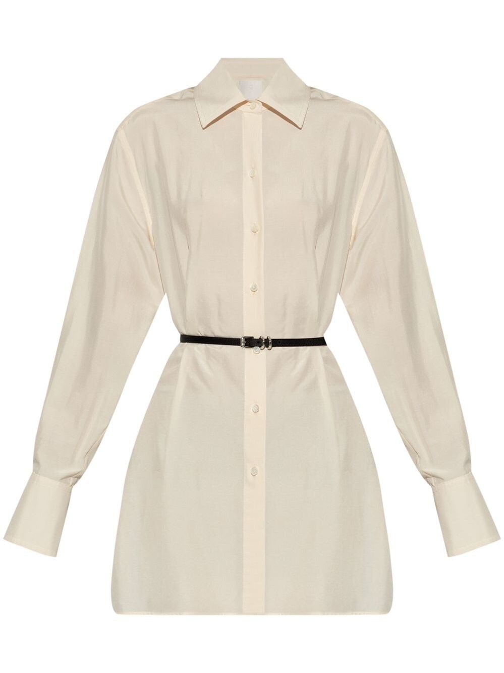 Shop Givenchy Long Shirt With `voyou` Belt In Beige