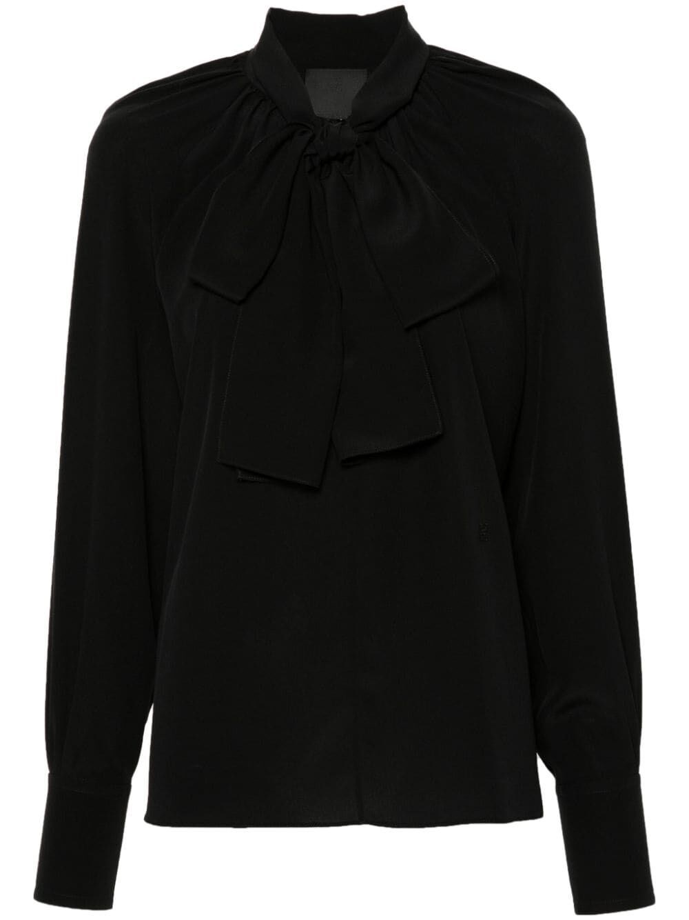 Shop Givenchy Blouse With Knot Collar In Black  