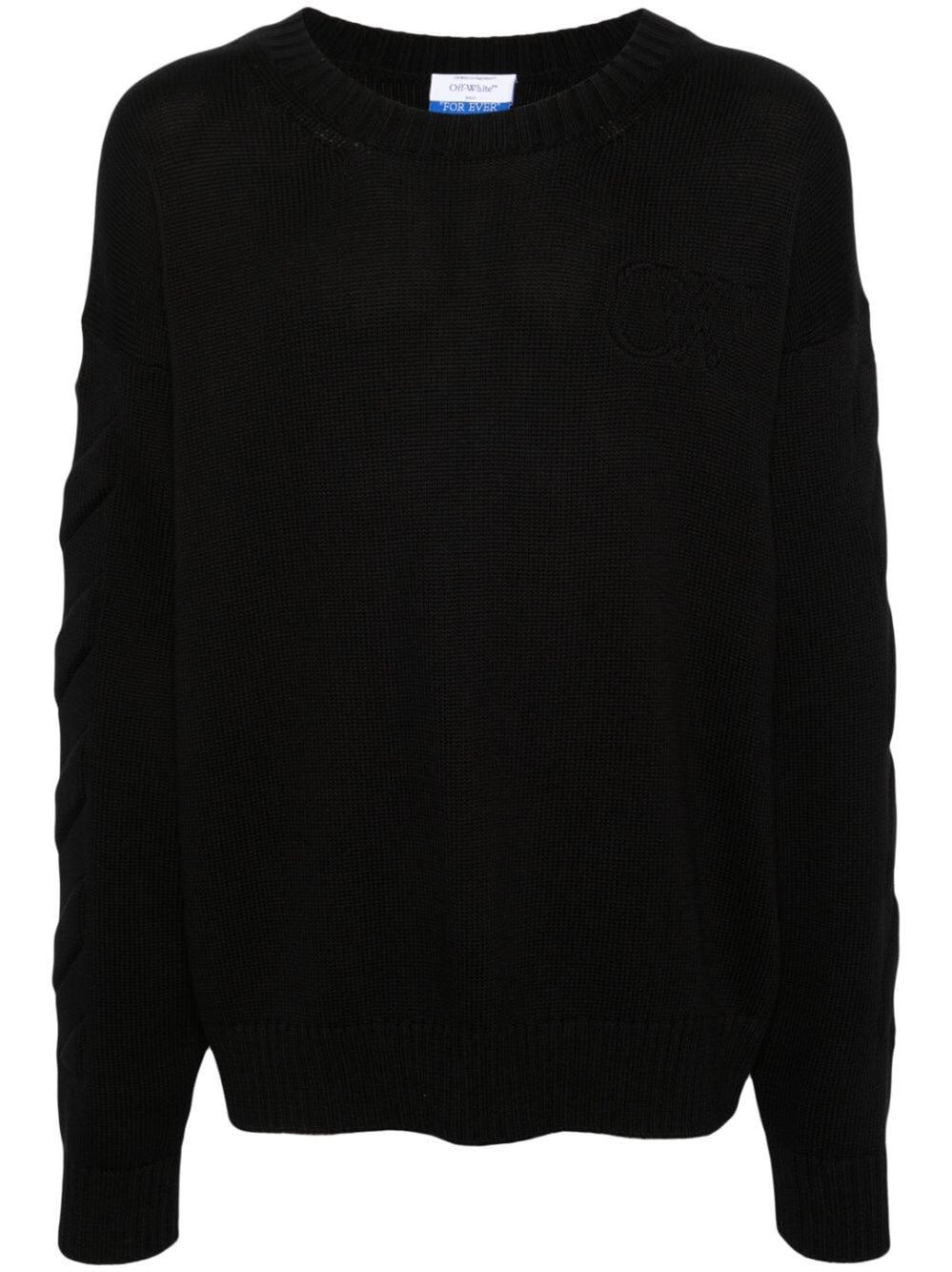 Shop Off-white `3d Diag` Knit Crew-neck Sweater In Black  