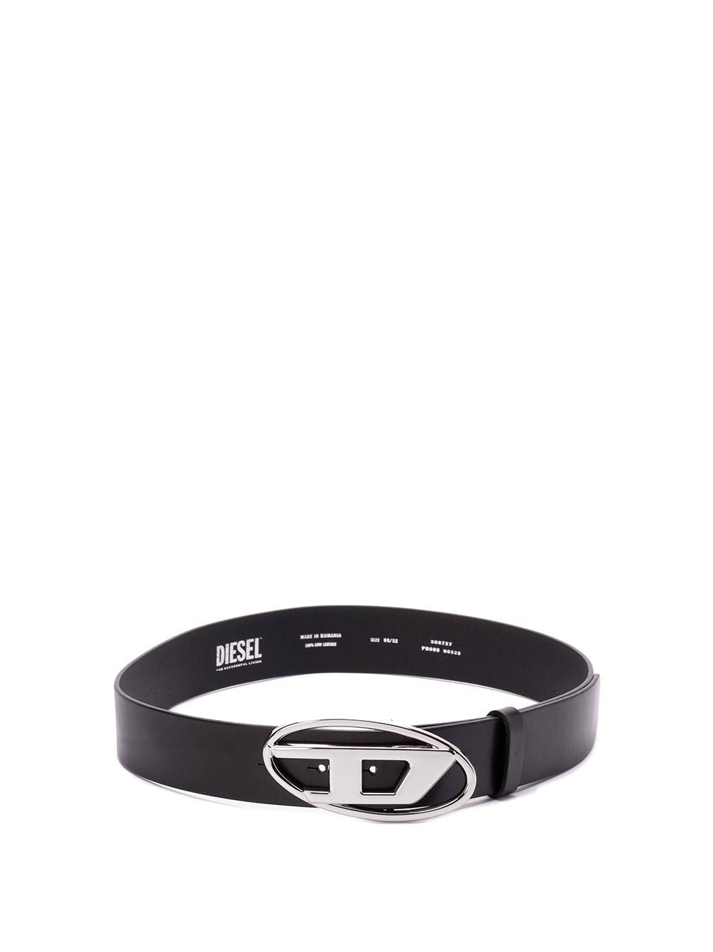 Diesel Leather Belt With Adjustable Length And Silver Buckle In Black  
