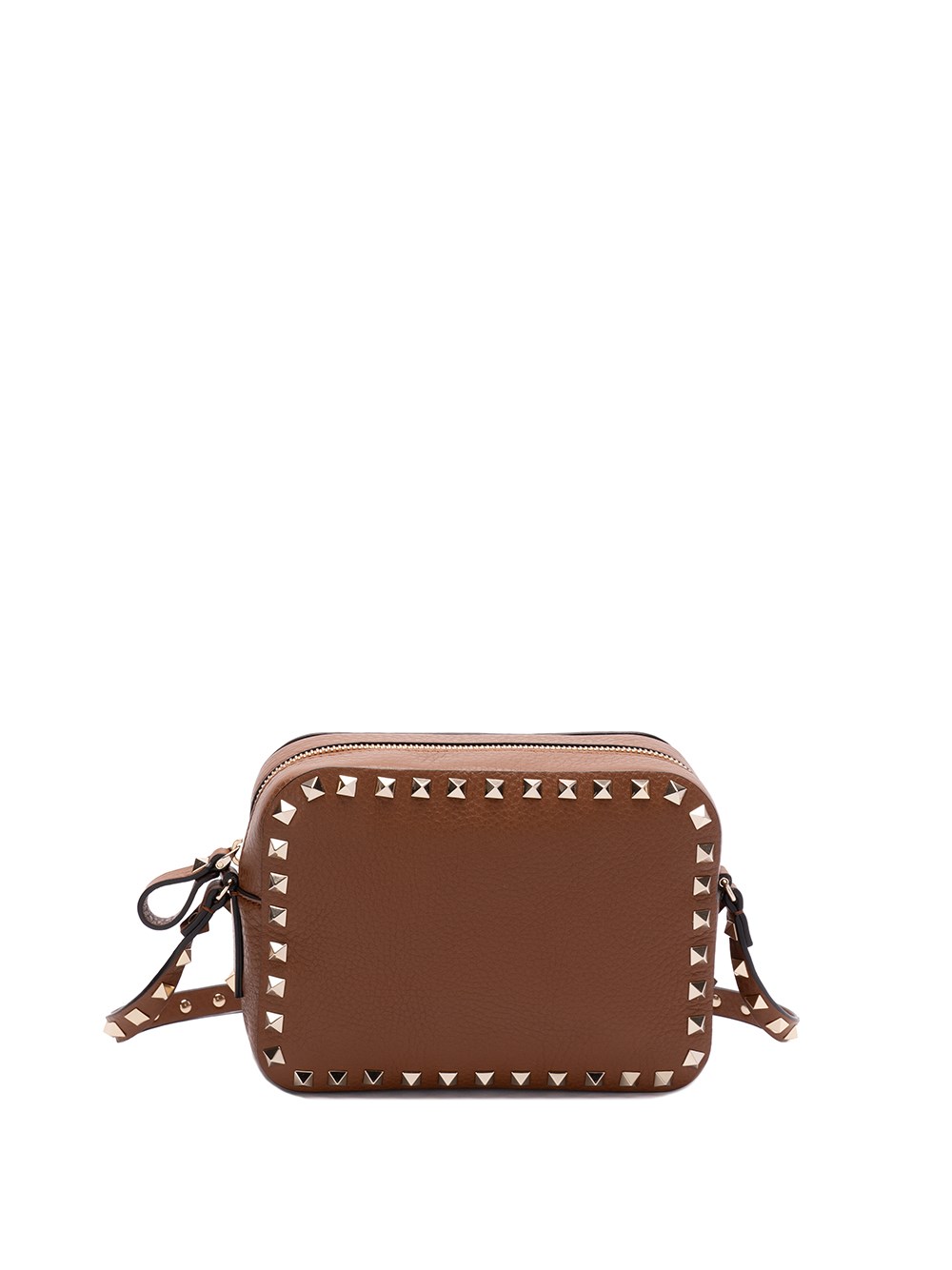 Shop Valentino `rockstud` Crossbody Bag In Brown