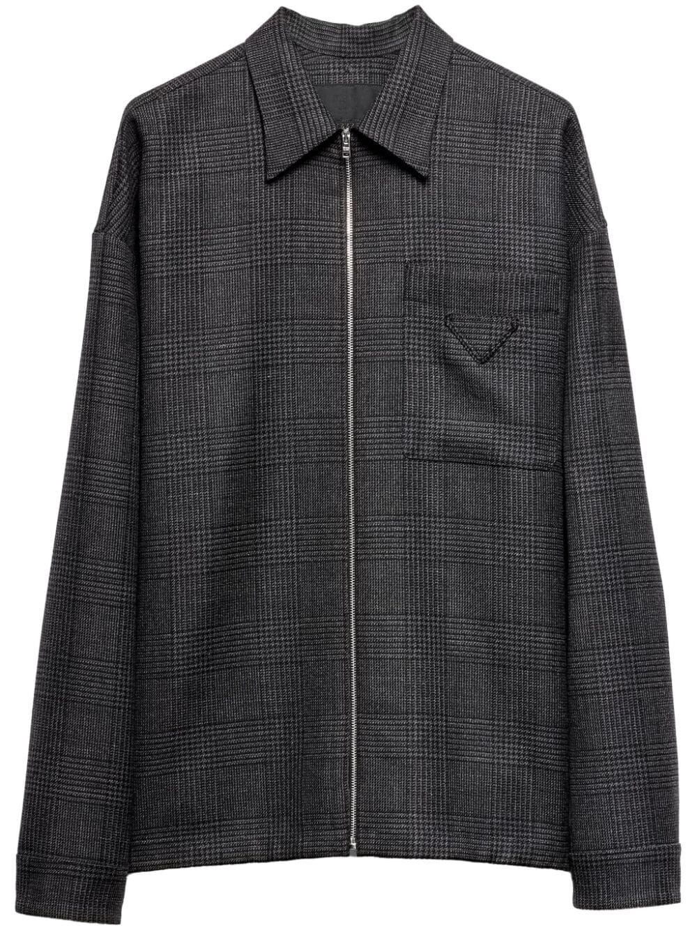 Shop Prada `galles` Printed Shirt In Gray