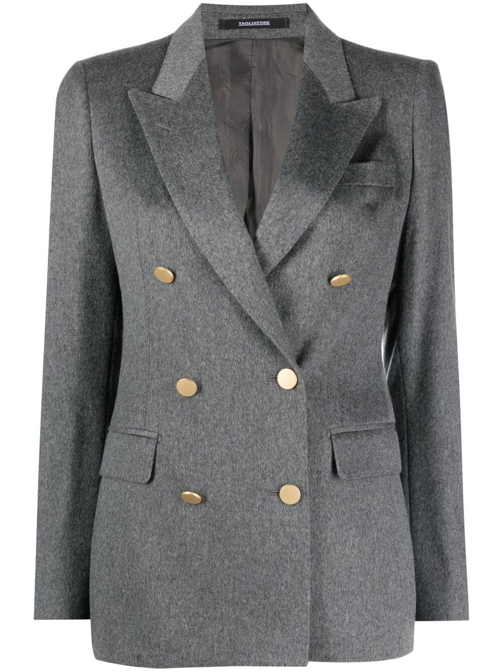 Shop Tagliatore Double-breasted Blazer In Gray