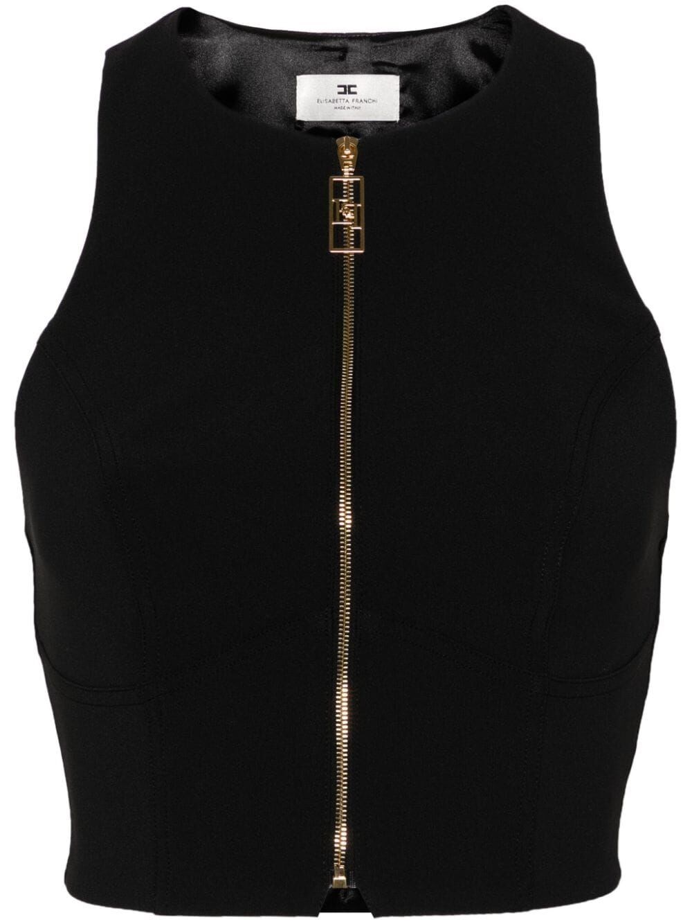 Shop Elisabetta Franchi Top In Black  