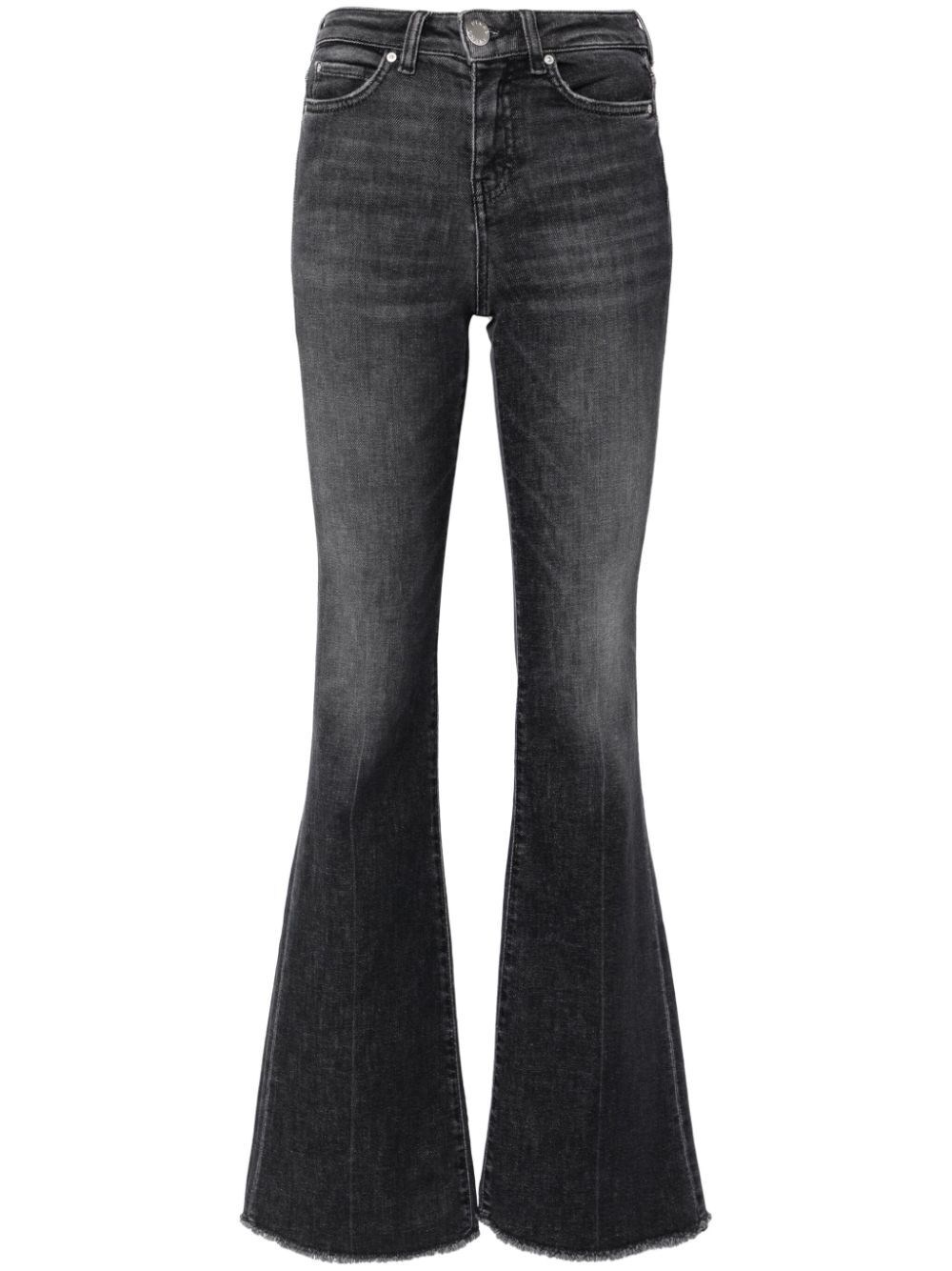 Shop Pinko `flora` No Belt Flare Jeans In Gray