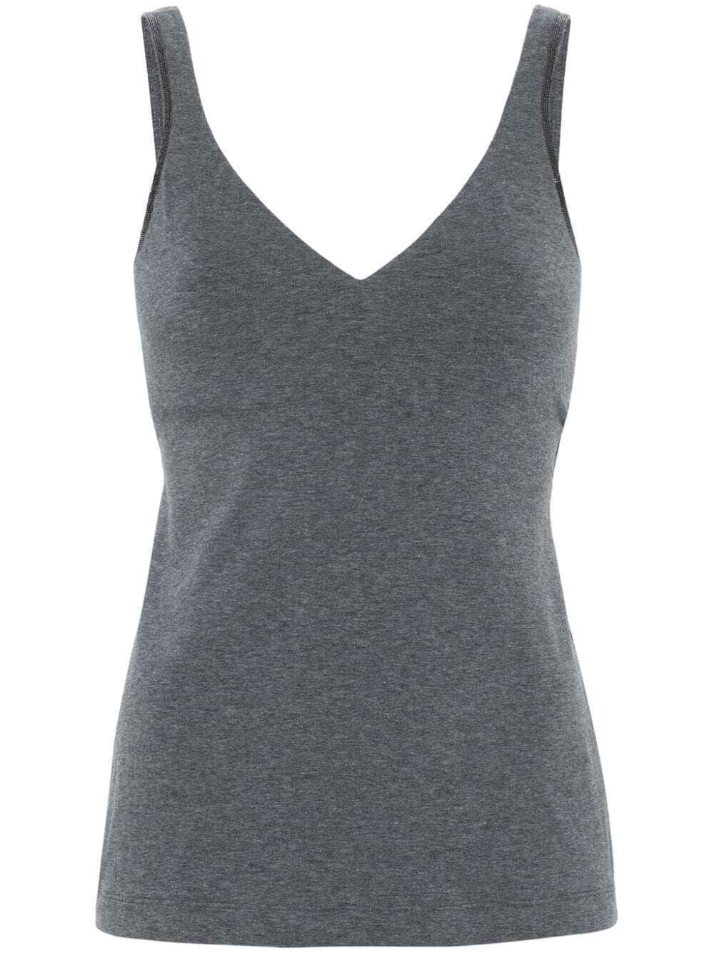 Brunello Cucinelli V-neck Tank Top In Gray