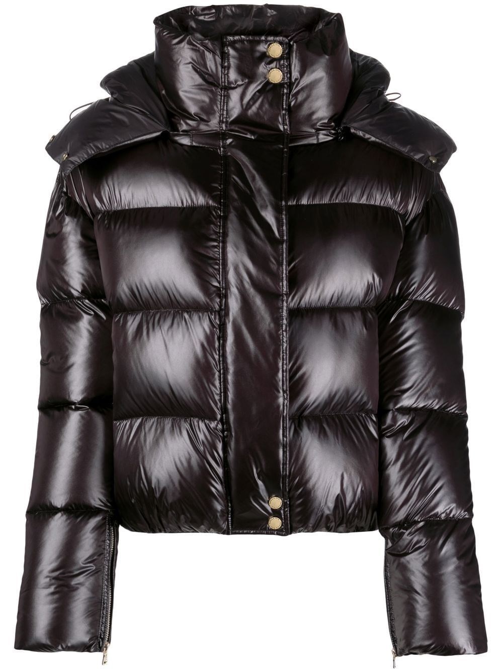 Patrizia Pepe Hooded Puffer Jacket In Black  