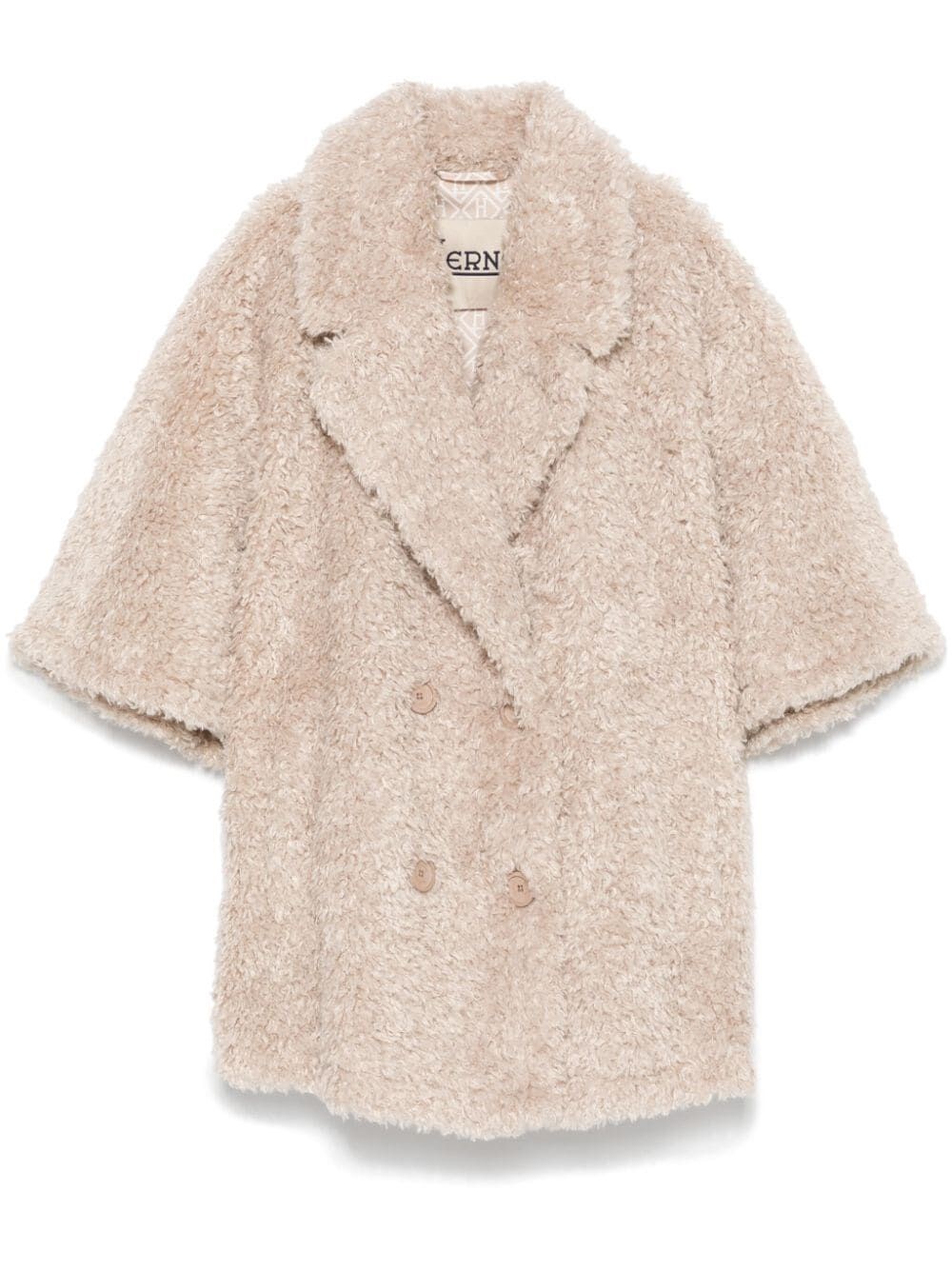 Shop Herno Curly Faux Fur Cape In Beige