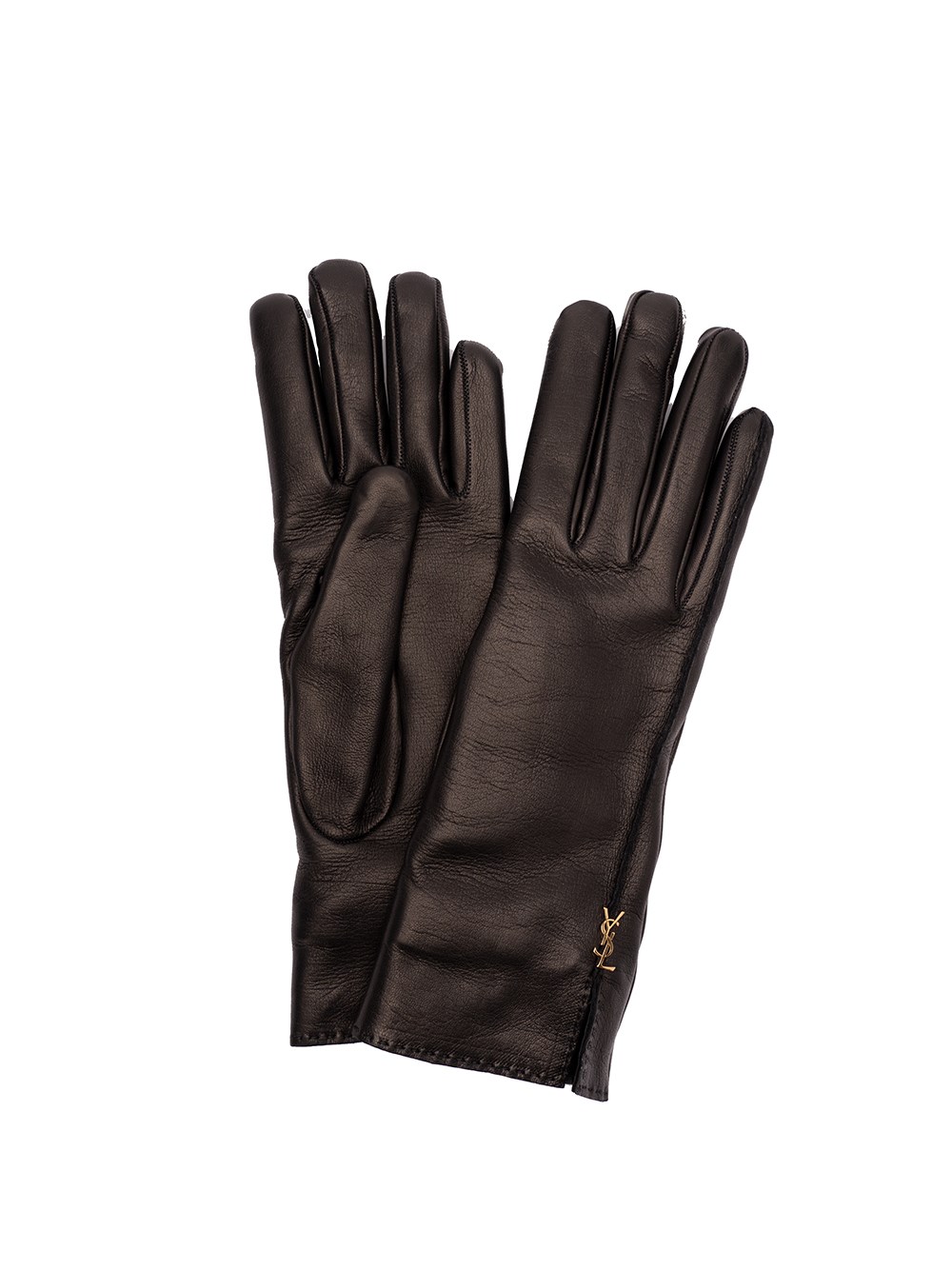 Saint Laurent `petit Logo` Gloves In Black  