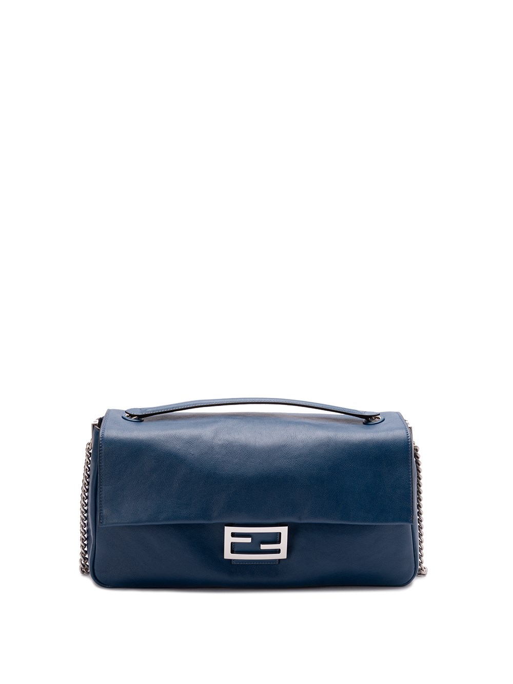 Shop Fendi `baguette` Chain Flap Bag In Blue