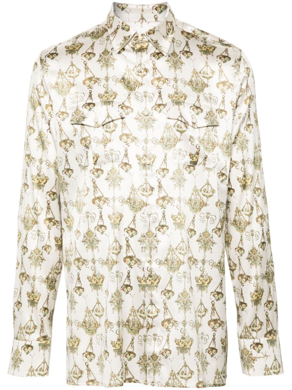 Givenchy Camicia Con Stampa Chandelier In Seta In Beige