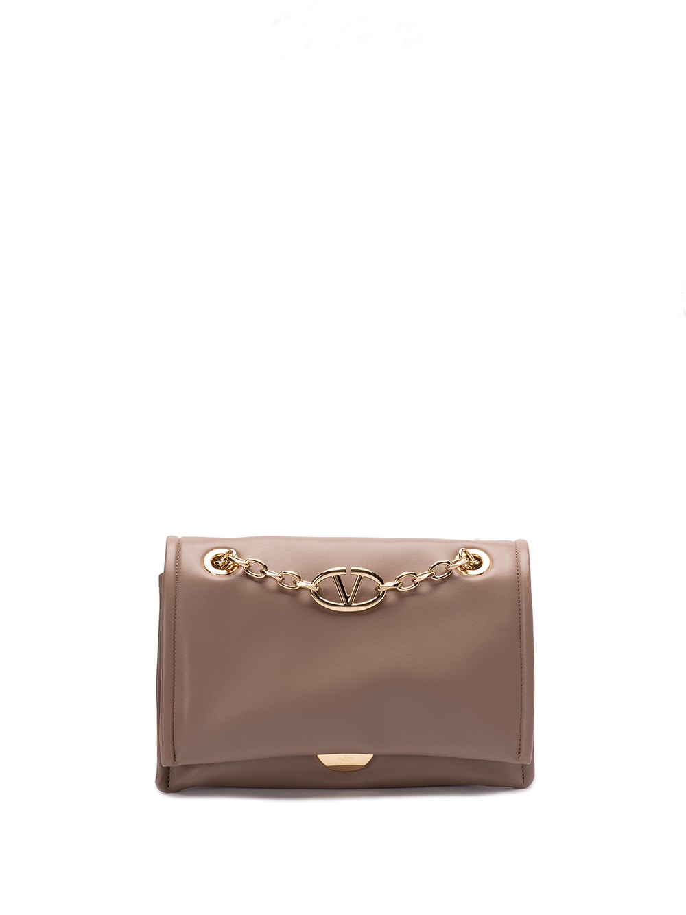 Shop Valentino `vlogo Chain` Shoulder Bag In Brown