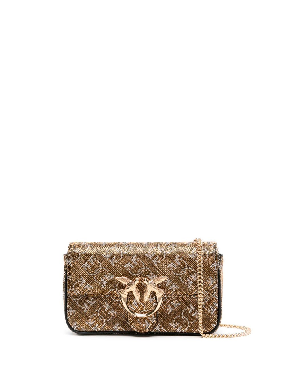 Shop Pinko `love One Pocket C Monogram` Shoulder Bag In Metallic