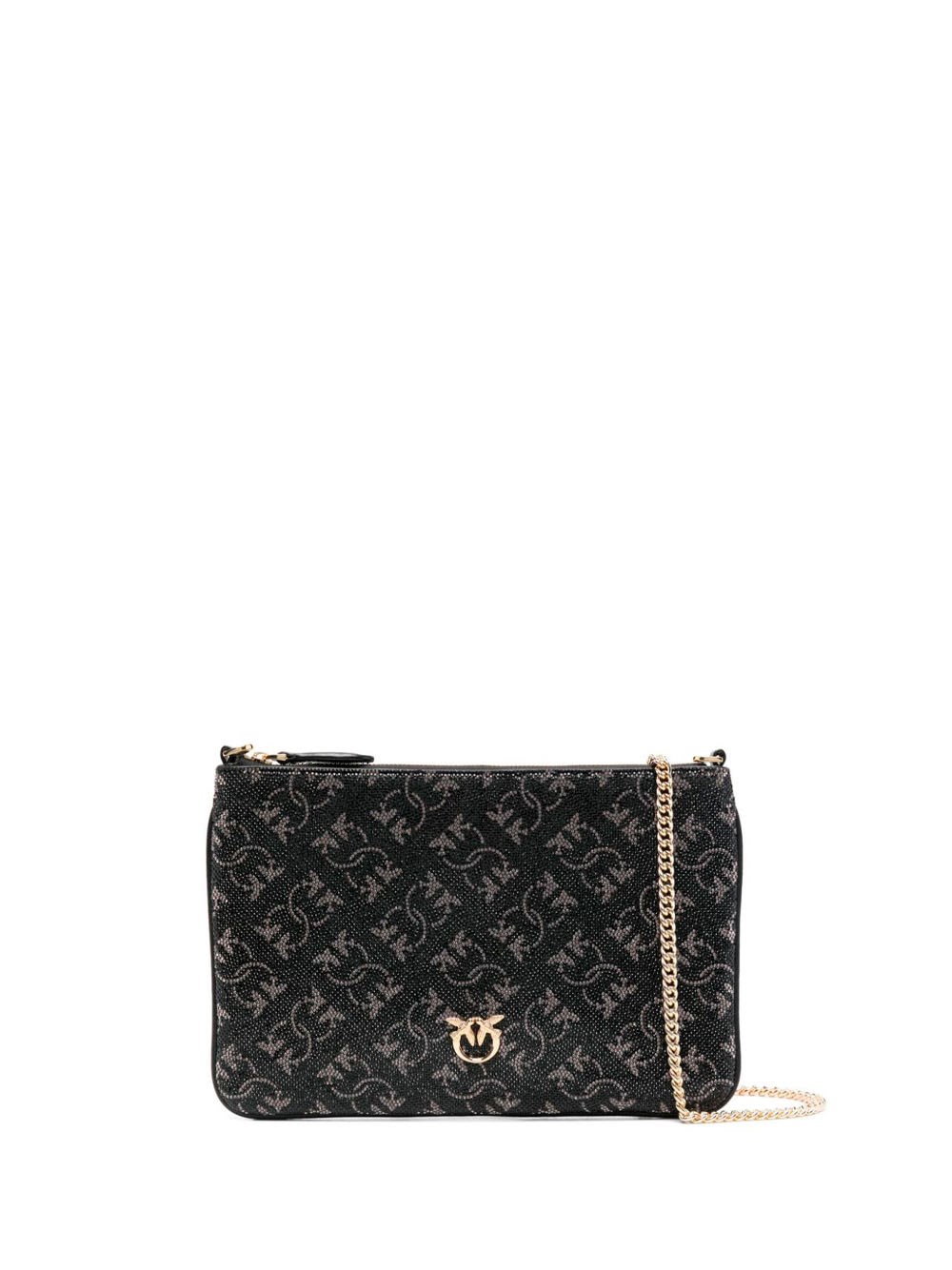 Shop Pinko `flat Classic Monogram` Shoulder Bag In Black  