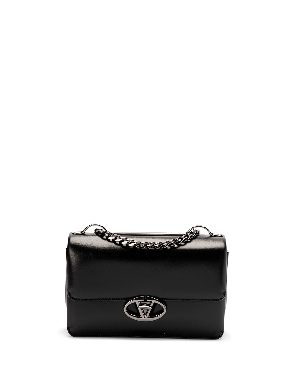 Shop Valentino `chain 1` Small Shoulder Bag In Black  